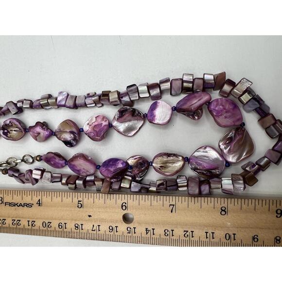 Double Strand Purple Shell Bead Necklace - Picture 10 of 10